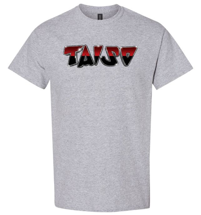 Taiso Gymnastics - Sport Grey "TAISO" T-Shirt (Red/Black/Silver Ombre)