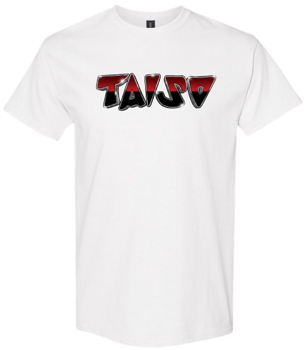 Taiso Gymnastics - White "TAISO" T-Shirt (Red/Black/Silver Ombre)