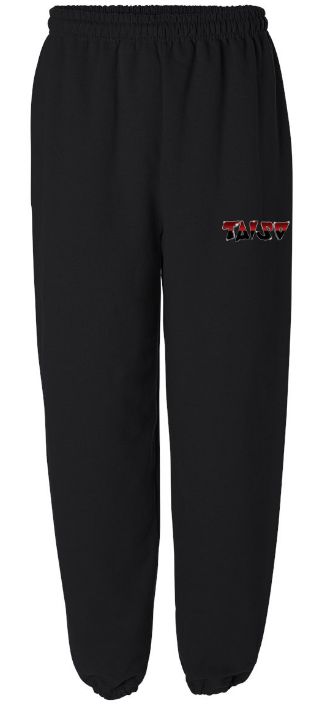 Taiso Gymnastics - Black "TAISO" Sweatpants on Hip (Red/Black/Silver Ombre)