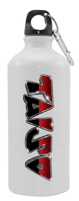 Taiso Gymnastics - White "TAISO" Aluminum Water Bottle (Red/Black/Silver Ombre Logo)