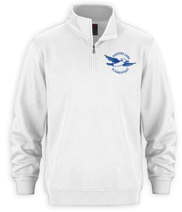 Porters Lake Elementary School - White CSW 1/4 Zip Sweater (Left Chest)