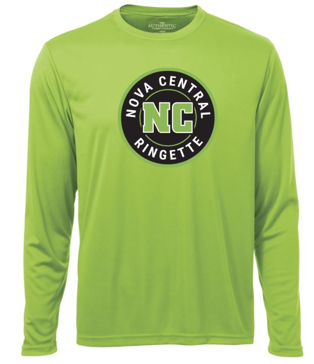 Nova Central Ringette - Lime Shock Nova Central Ringette Long Sleeve Moist Wick Shirt (Full Chest)