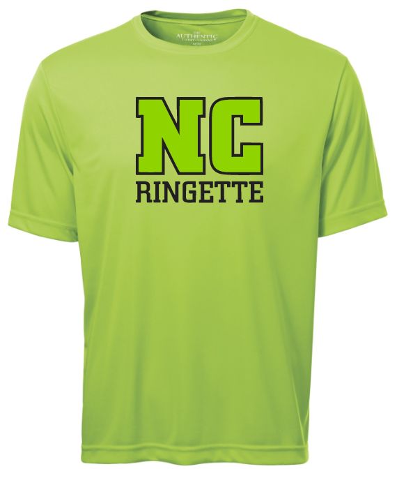 Nova Central Ringette - Lime Shock NC Ringette Moist Wick T-Shirt (Full Chest)