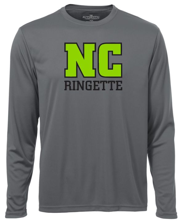 Nova Central Ringette - Coal Grey NC Ringette Long Sleeve Moist Wick Shirt (Full Chest)