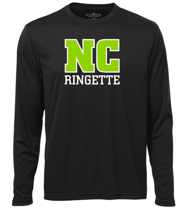Nova Central Ringette - Black NC Ringette Long Sleeve Moist Wick Shirt (Full Chest)