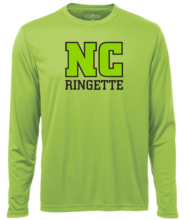 Nova Central Ringette - Lime Shock NC Ringette Long Sleeve Moist Wick Shirt (Full Chest)