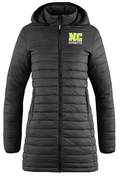 Nova Central Ringette - Ladies Black NC Ringette Lightweight Puffy Jacket (Embroidered)