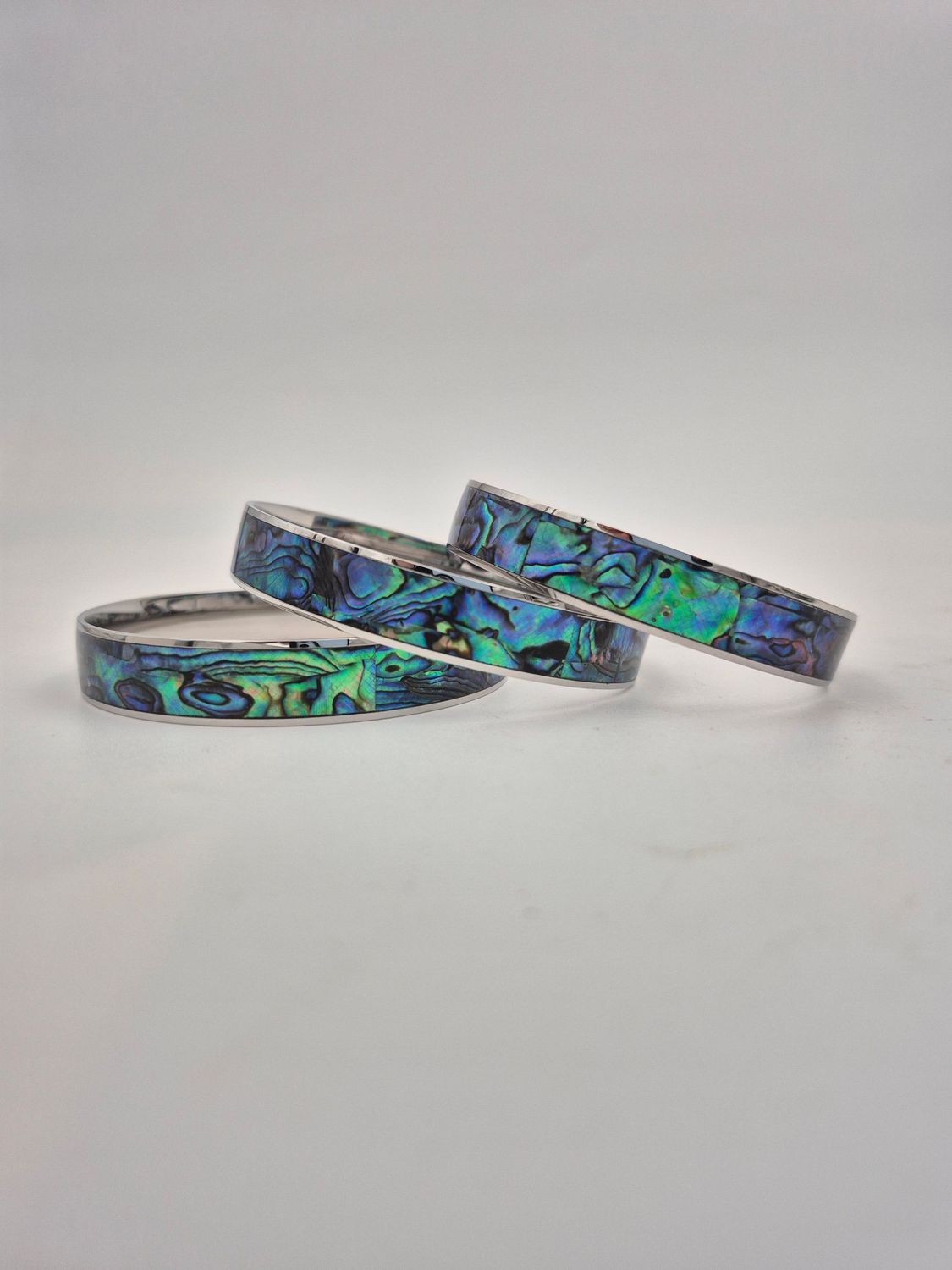 Genuine New Zealand Paua and Stainless Steel Bangle 12mm