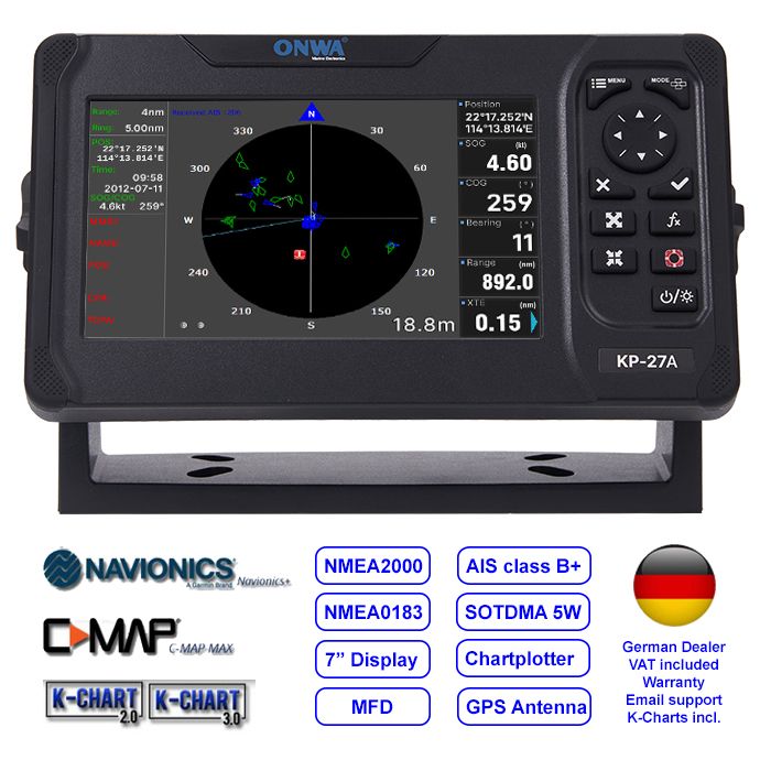 ONWA KP-27A AIS Class B Transponder + Chart Plotter Kartenplotter