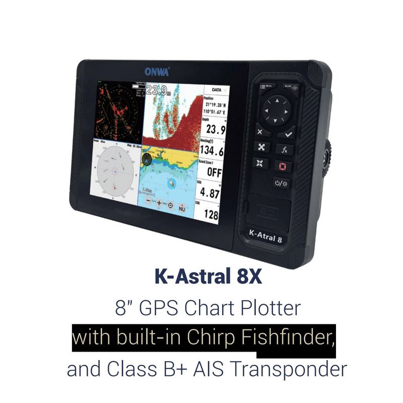ONWA K‑Astral 8X – 8″ Marine‑GPS‑Kartenplotter mit Touchscreen, AIS, Fishfinder & Radar ONWA K‑Astral 8X – 8″ Marine‑GPS‑Kartenplotter mit Touchscreen, AIS, Fishfinder & Radar