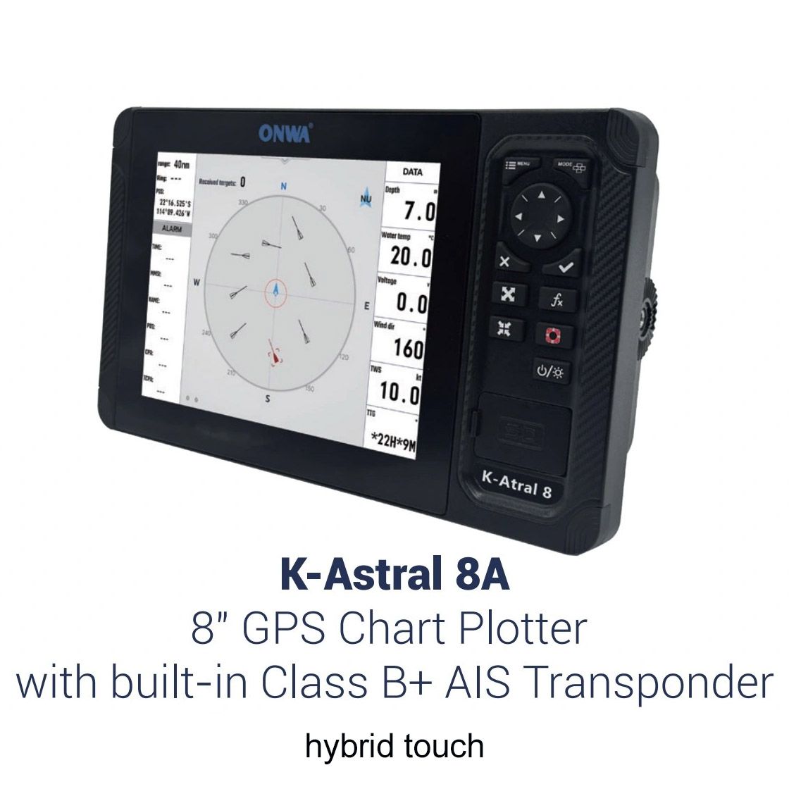 ONWA K-Astral 8A – 8″ Marine-GPS-Kartenplotter mit Touchscreen, AIS Transponder &amp; Radar