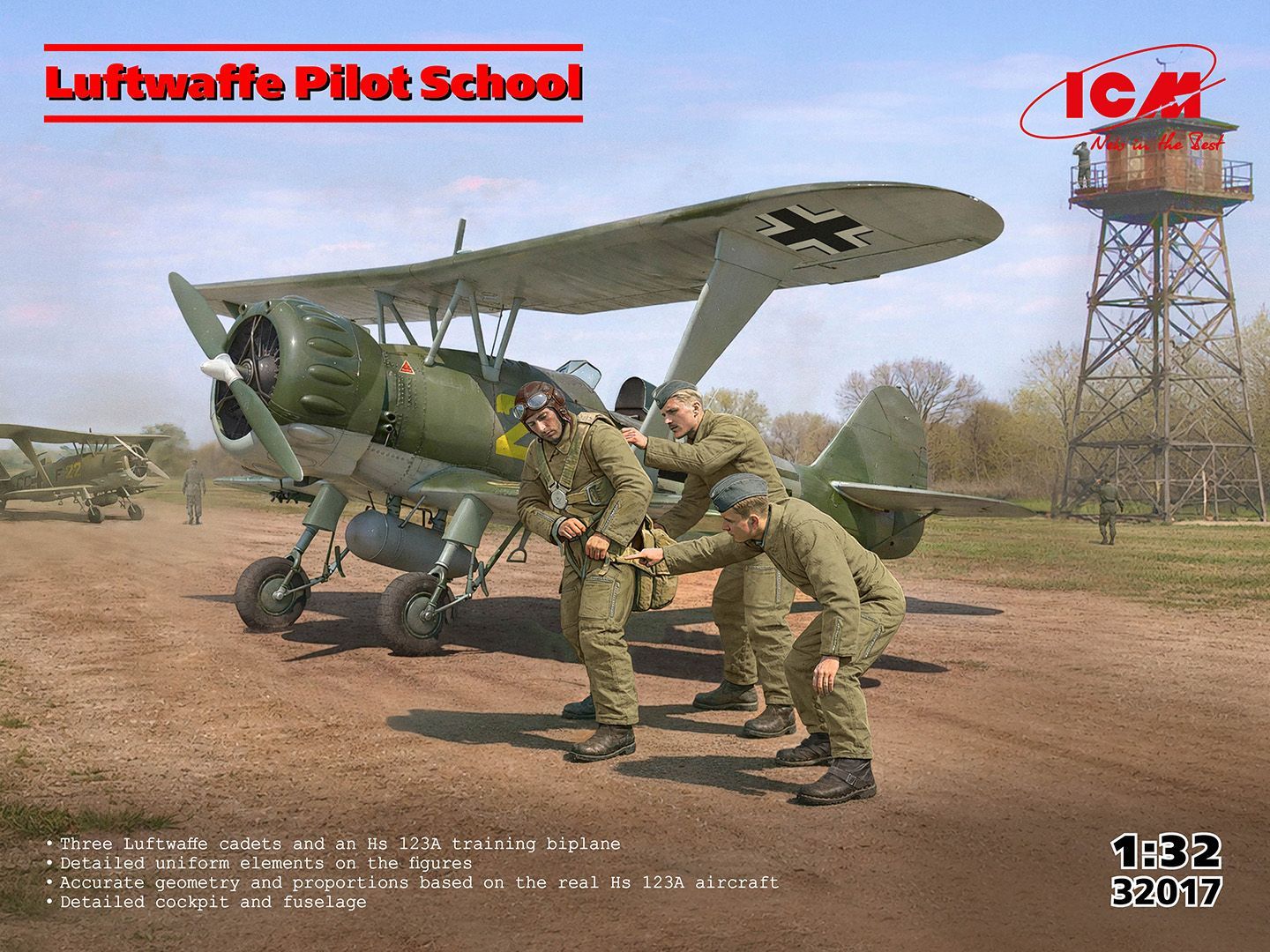 ICM ICM32017 1/32 Luftwaffe Pilot School ,Henschel Hs-123A ( late ) w/ Crew ICM ICM32017 1/32 Luftwaffe Pilot School ,Henschel Hs-123A ( late ) w/ Crew