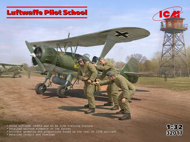 ICM ICM32017 1/32 Luftwaffe Pilot School ,Henschel Hs-123A ( late ) w/ Crew