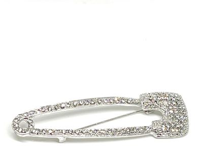 Brosche Anstecknadel Sicherheitsnadel silber mit Strass  7,5cm