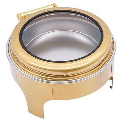 Gold Round Chaffing Dish With Window Lid