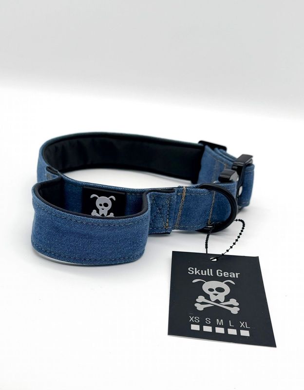 Halsband met handvat Denim M