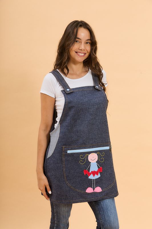 Jumper de jeans con nena corazón con cierre