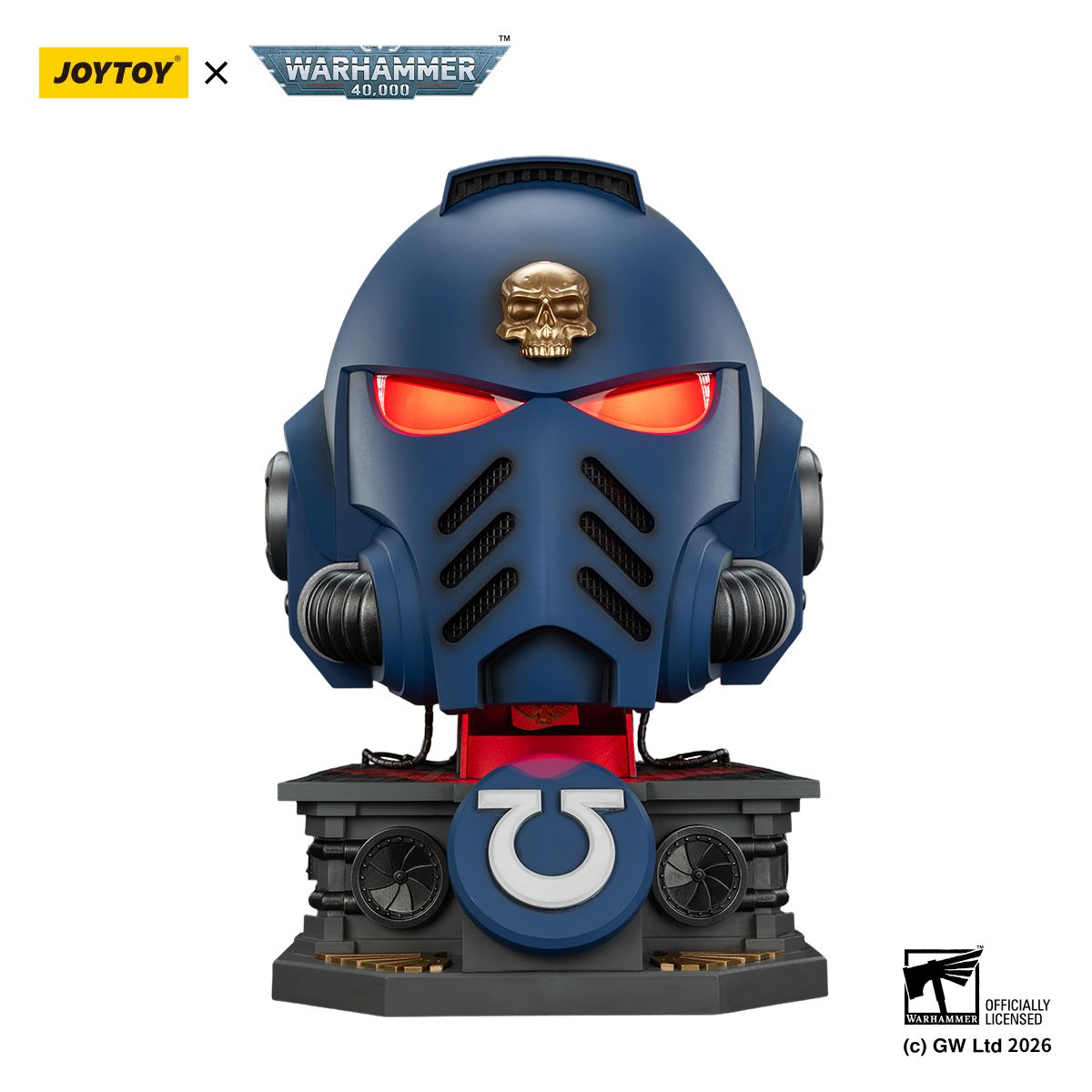 PRE-ORDER Joy Toy Warhammer 40k Ultramarines Captain MkX Helmet &amp; Display Stand