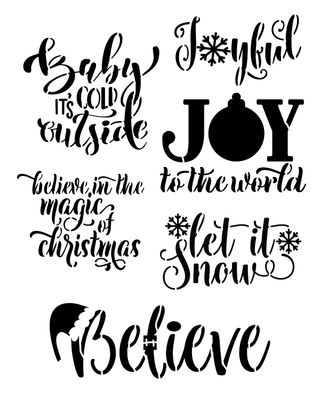 Christmas words Joyfull stencil 8x10 "CLEARANCE"
