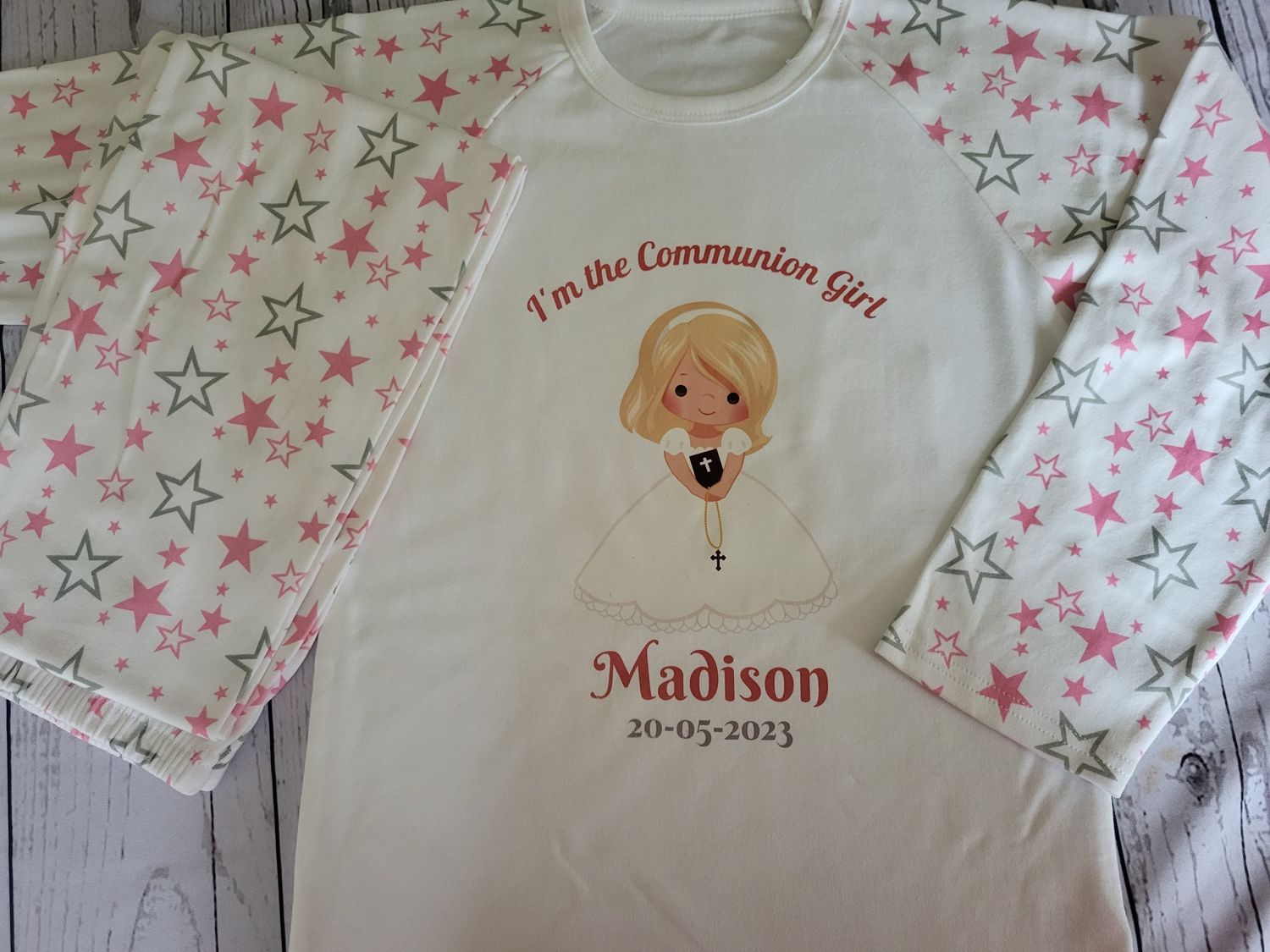 Personalised Pink / Blue Pyjamas - Communion
