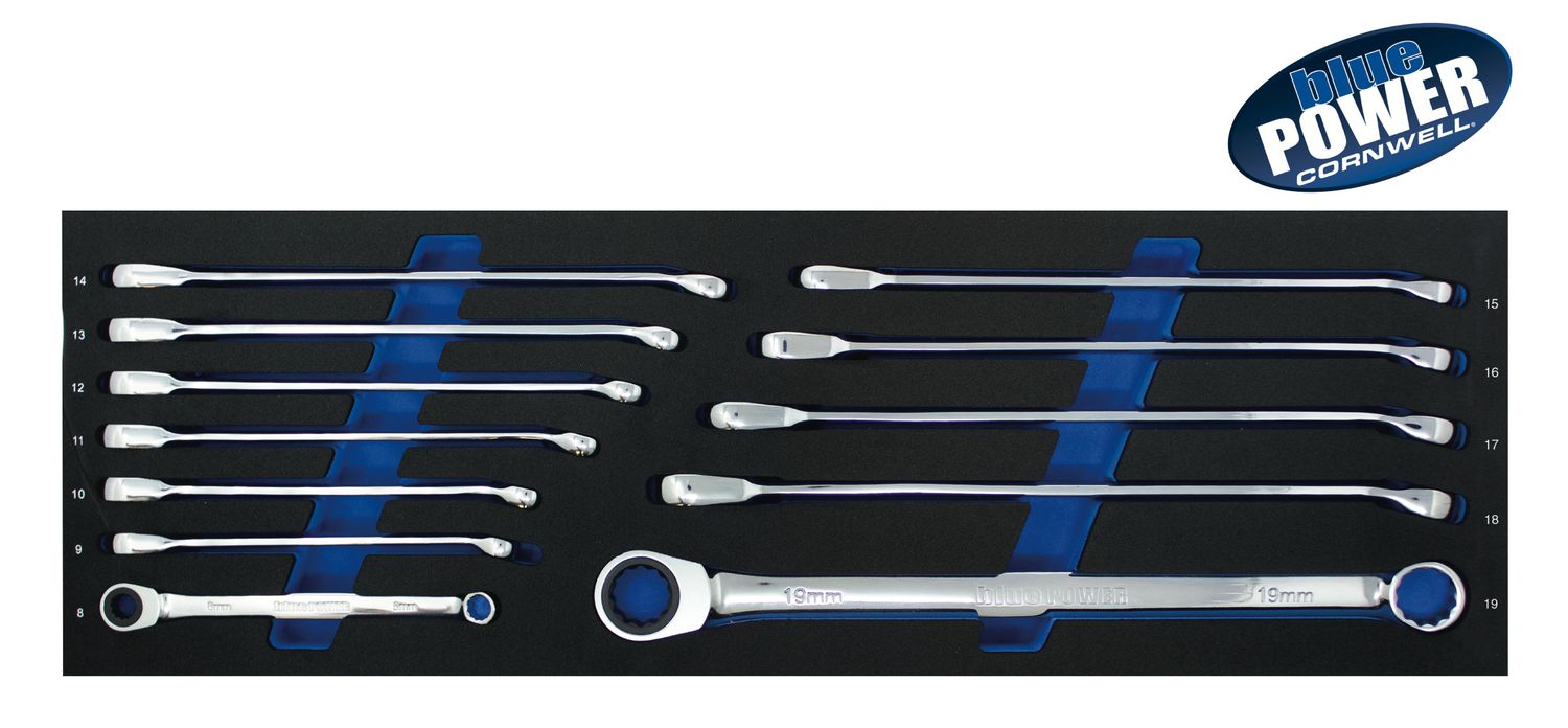 BPRWDBX12MST - 12 Piece bluePOWER® 72-Tooth Metric Ratcheting Double Box Wrench Set