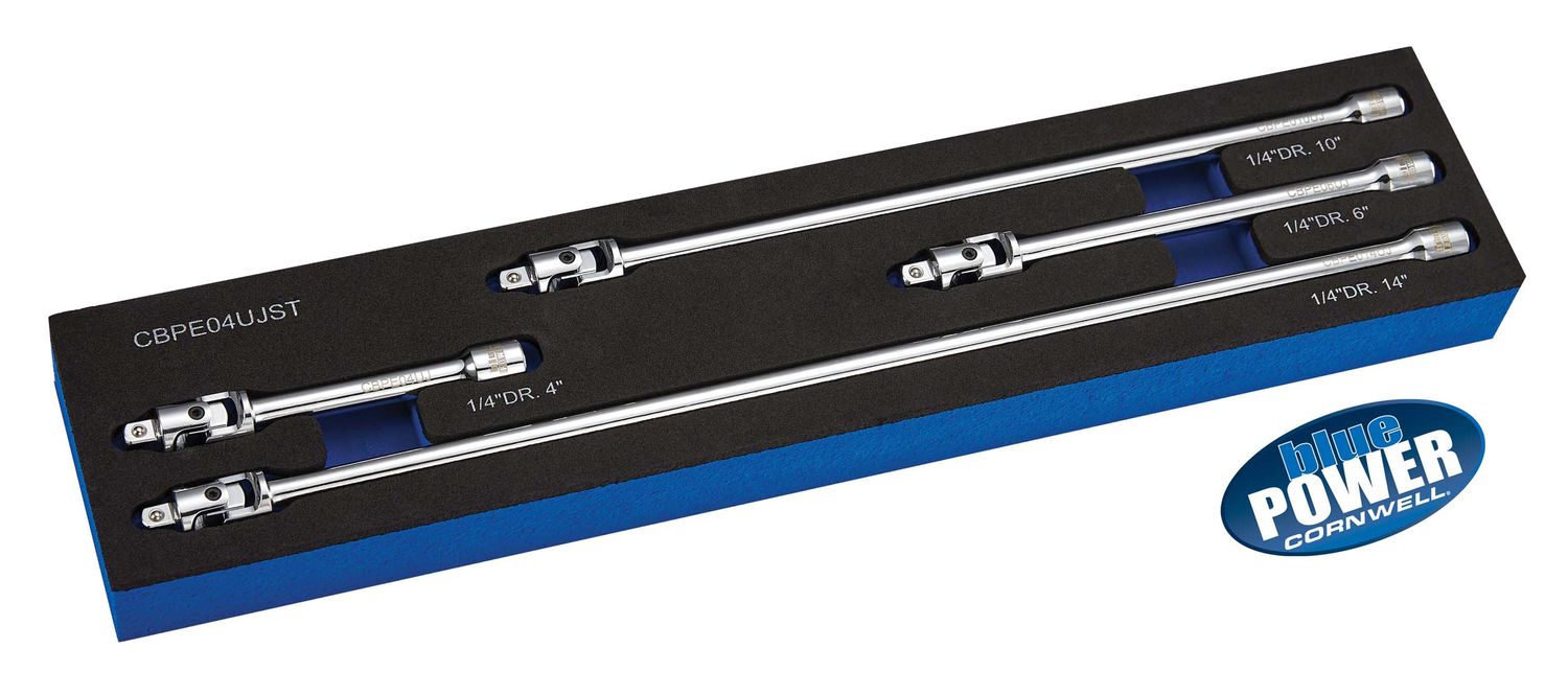 CBPE04UJST - 4 Piece 1/4” Drive bluePOWER® Universal Joint Extension Set