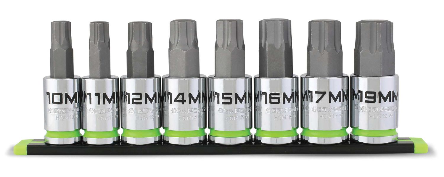 GEHCM8S - 8 Piece 1/2" Drive Short Metric RPT Hex Bit Socket Set