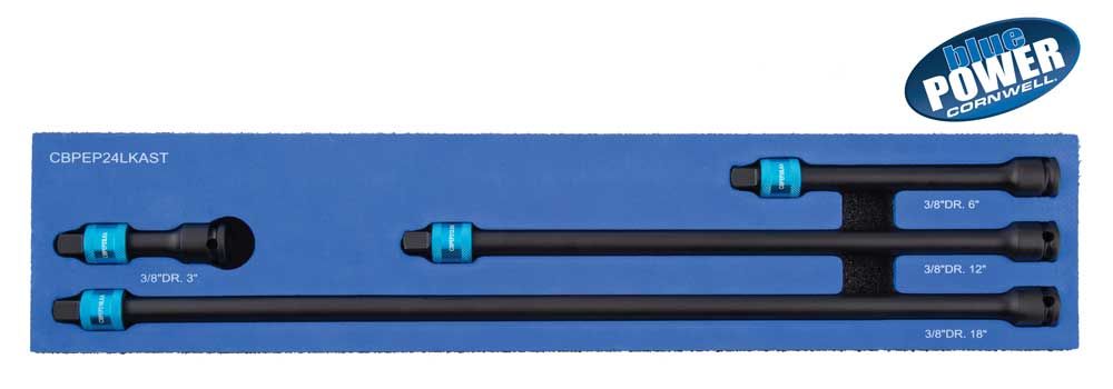 CBPEP24LKAST - 4 Piece 3/8” Drive bluePOWER® Locking Impact Extension Set