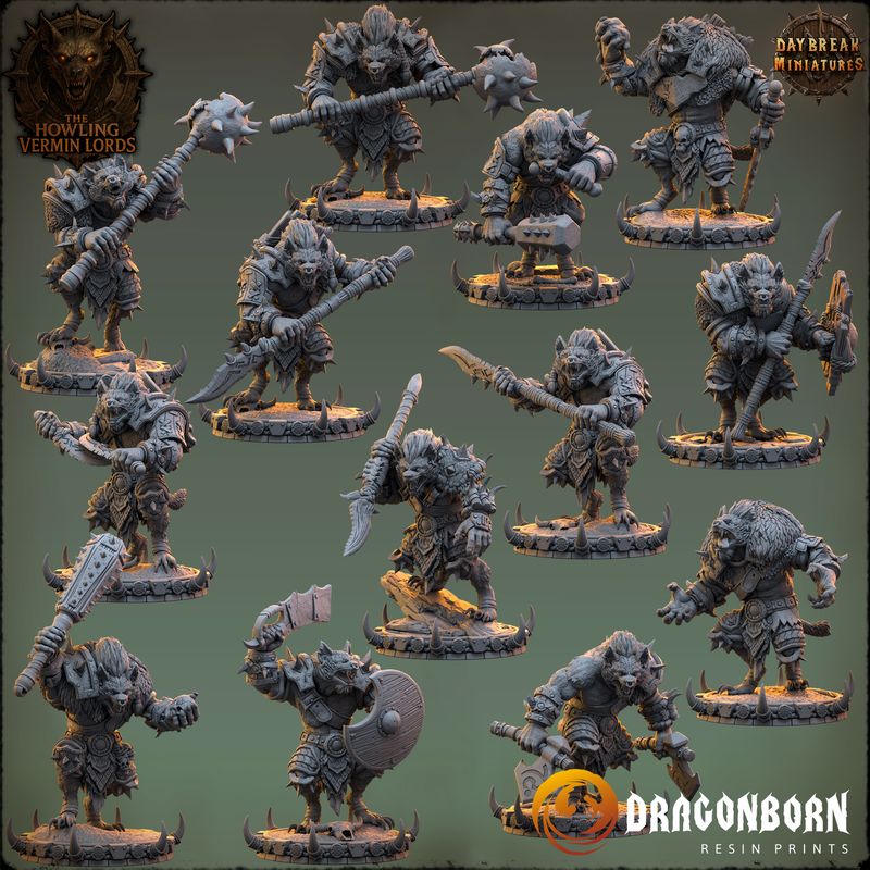 The Howling Vermin Lords - Gnoll Warriors DnD RPG Wargaming Miniatures The Howling Vermin Lords - Gnoll Warriors DnD RPG Wargaming Miniatures