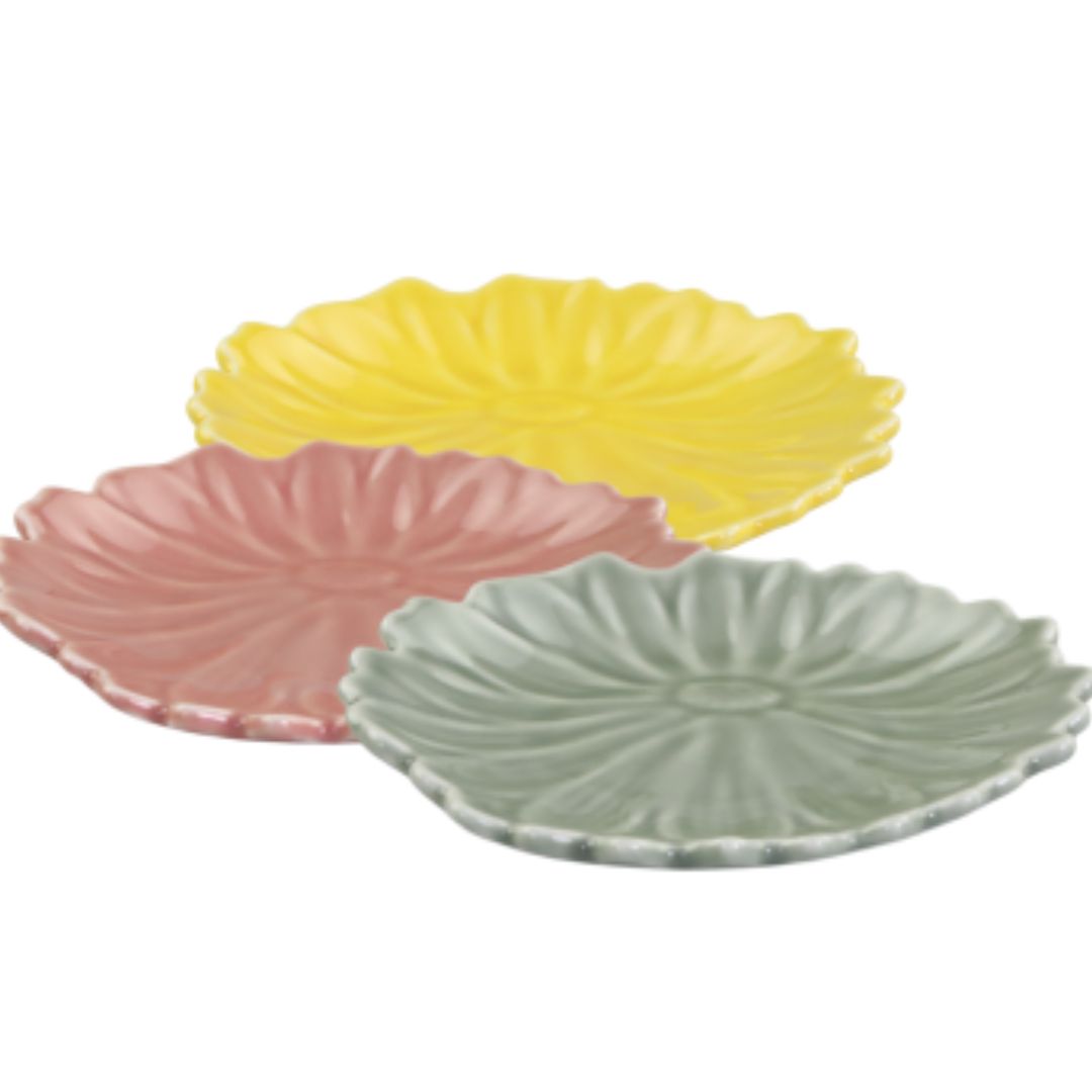 Water Lily Plates in Melon, Rose and Verte
