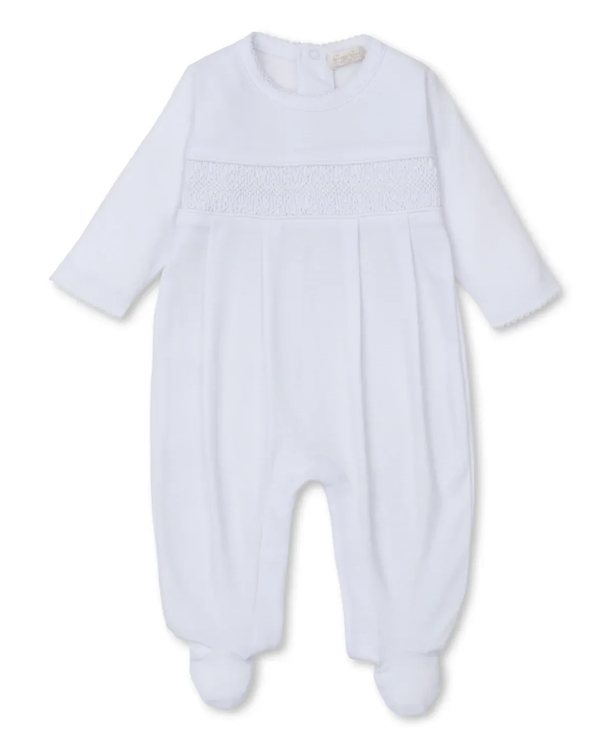 Hand Smocked Footie in White