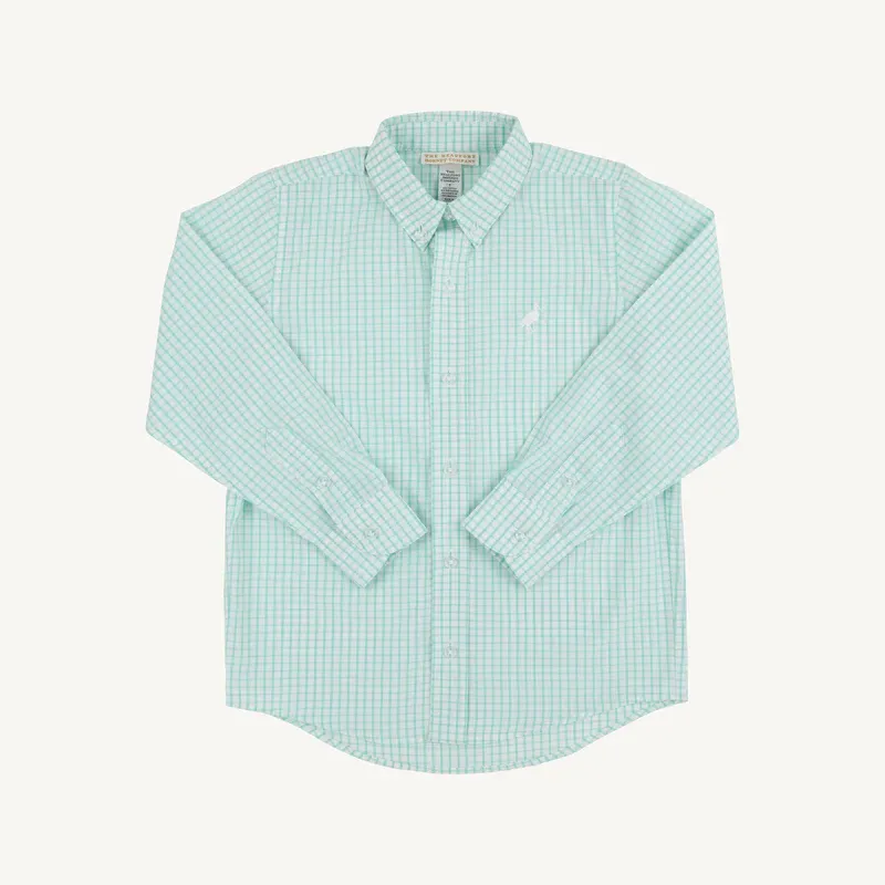 Dean's List Dress Shirt in Turks Teal Windowpane/Worth Ave White