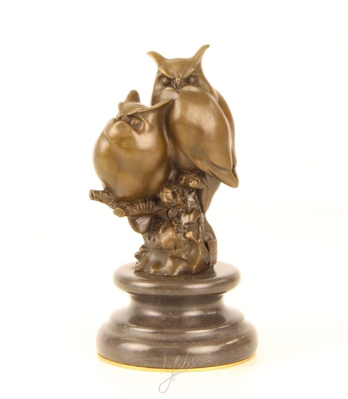 Bronze Eulen Skulptur Uhu Figur Bronzefigur Tierfigur Statue Deko Vogel