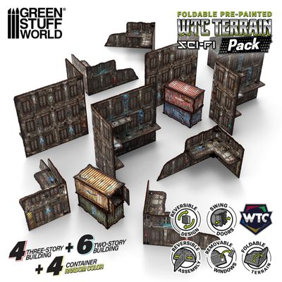 Pre-Painted Foldable WTC terrain pack - Sci-fi - Greenstuff World