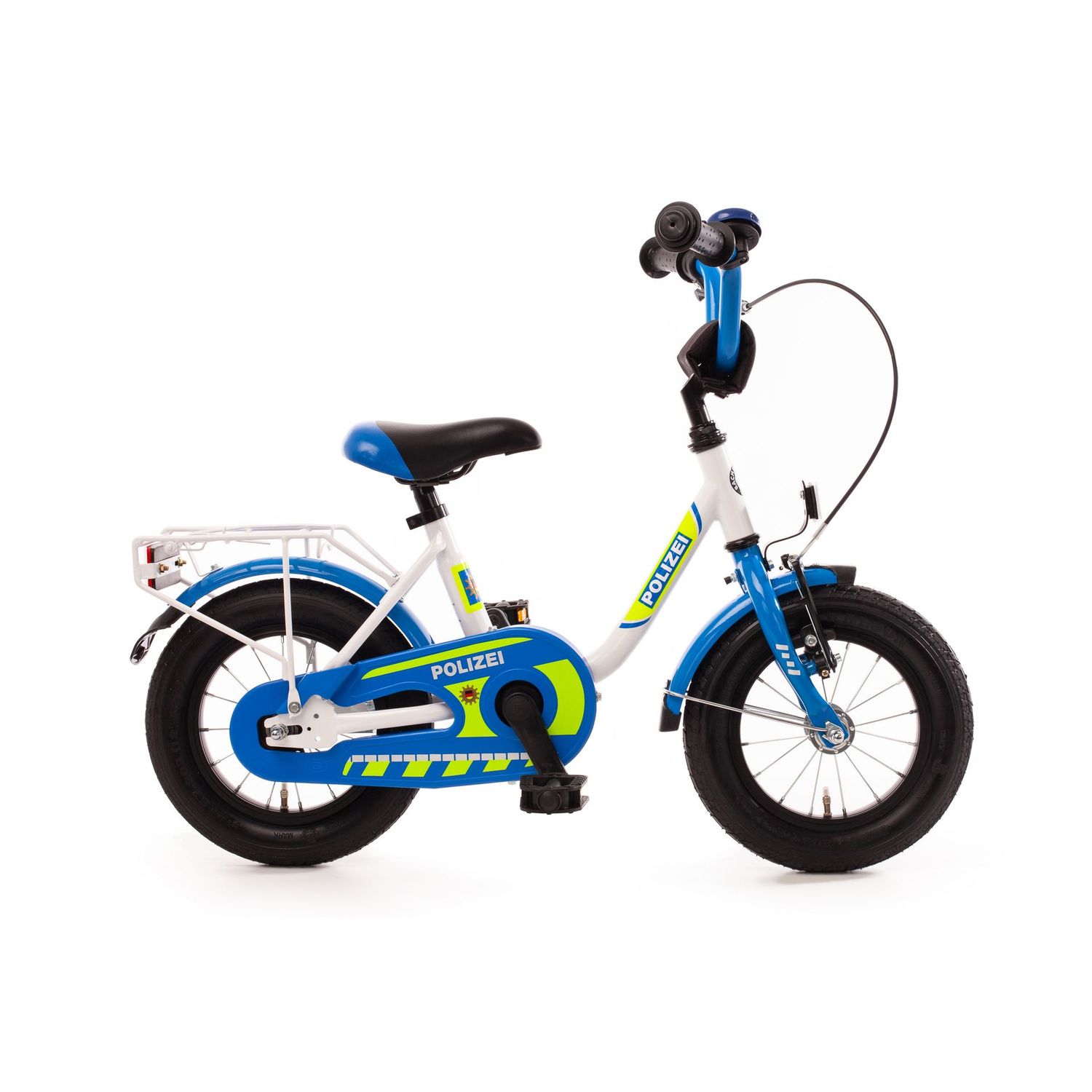 12" Kinderfahrrad Bachtenkirch "POLIZEI" kristallweiß/blau/neon (B-Ware)