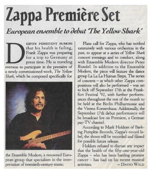 Zappa, Frank / Zappa Première Set / 1992