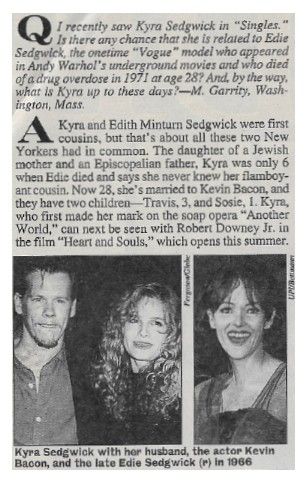 Sedgwick, Kyra / Related to Edie? / 1993