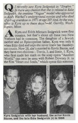Sedgwick, Kyra / Related to Edie? / 1993