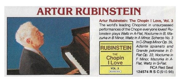 Rubinstein, Artur / The Chopin I Love, Vol. 3 / 1982