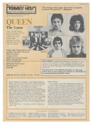 Columbia Record and Tape Club / Queen: The Game / 1980