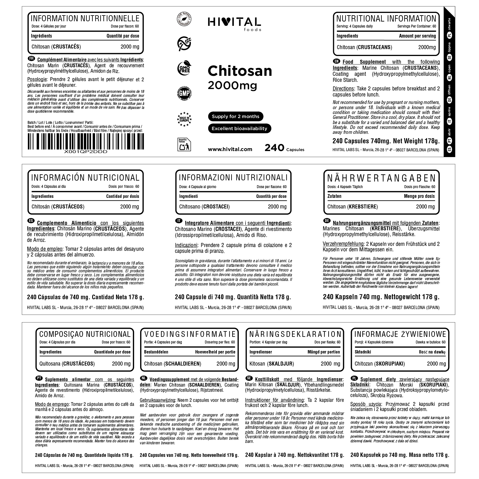 CHITOSAN 2000MG 240 CAPSULAS23.80