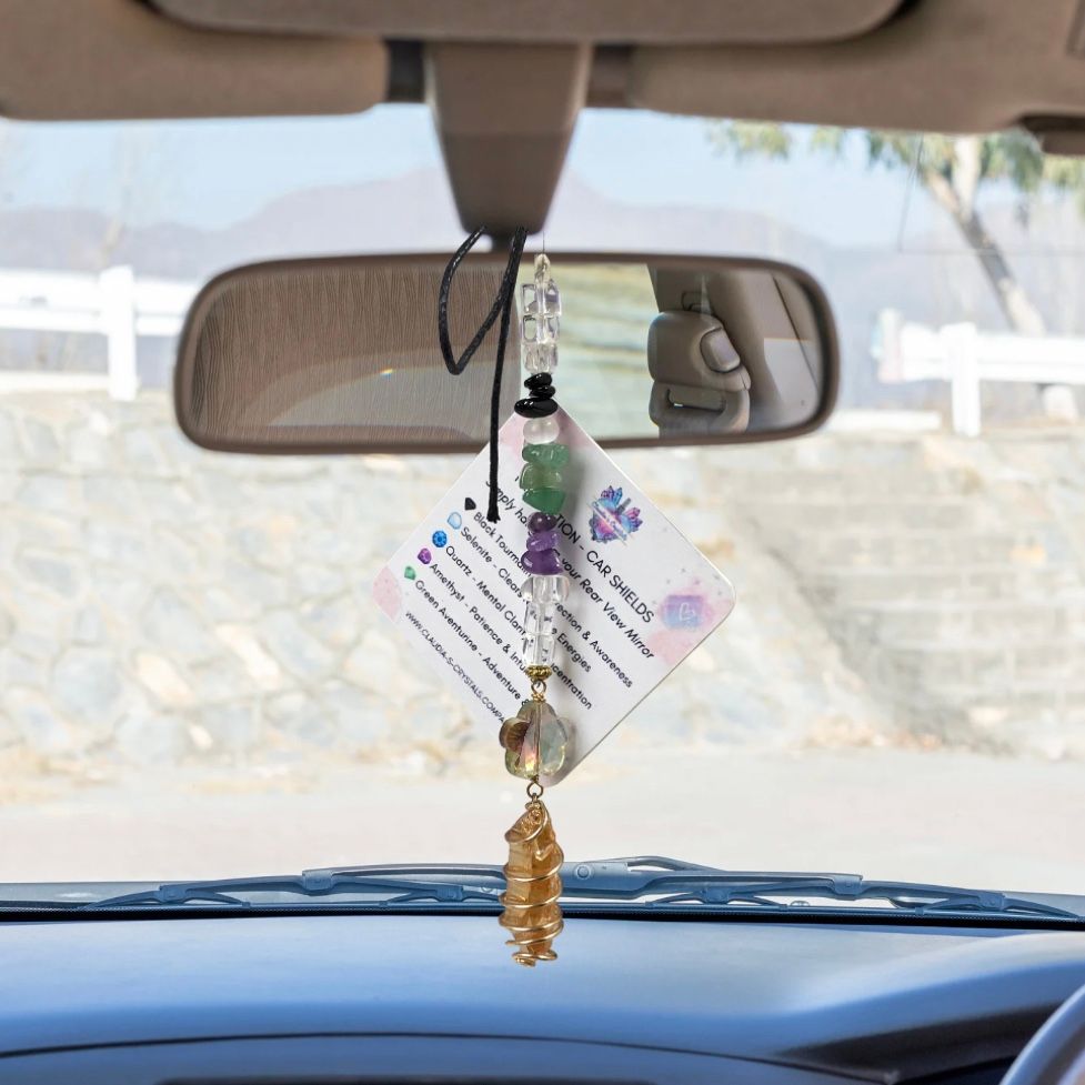 TANGERINE AURA QUARTZ POINT - Gold Plated Car Shield