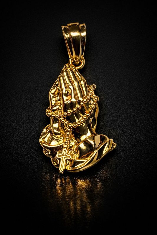 Anhänger offene Hände Rosenkranz Goldanhänger 585 Kreuzanhänger