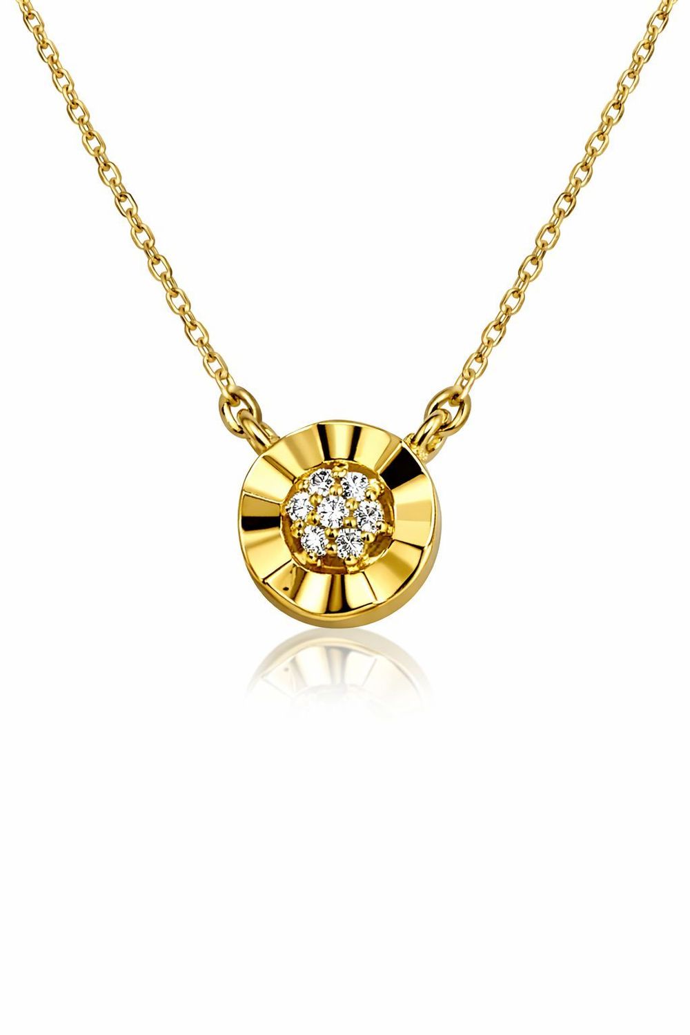 Timeless Goldkette mit Anhänger 42 cm Gold 585 Pave Steinbesatz mit Zirkonia Steinen