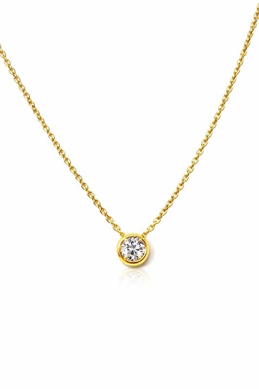 Goldkette Solitäranhänger Anhänger 42 cm verstellbar Gold 585 Anhänger mit Kette