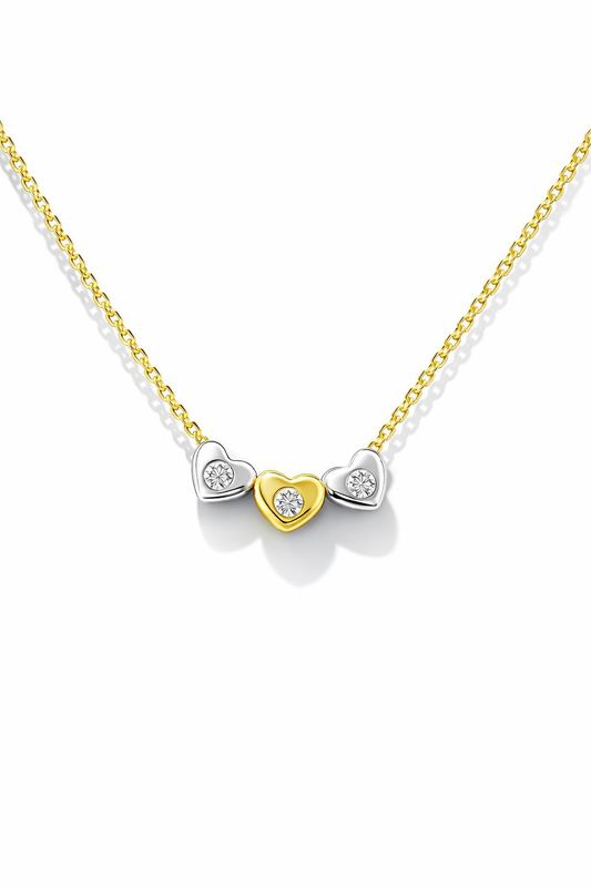 Goldkette Anhänger  42 cm mit drei Herzen Gold 585 Anhänger mit Kette