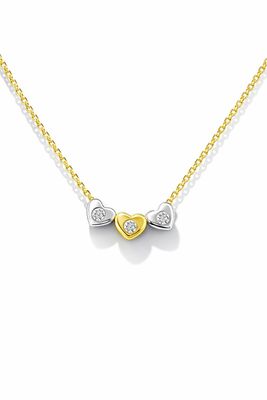 Goldkette Anhänger  42 cm mit drei Herzen Gold 585 Anhänger mit Kette