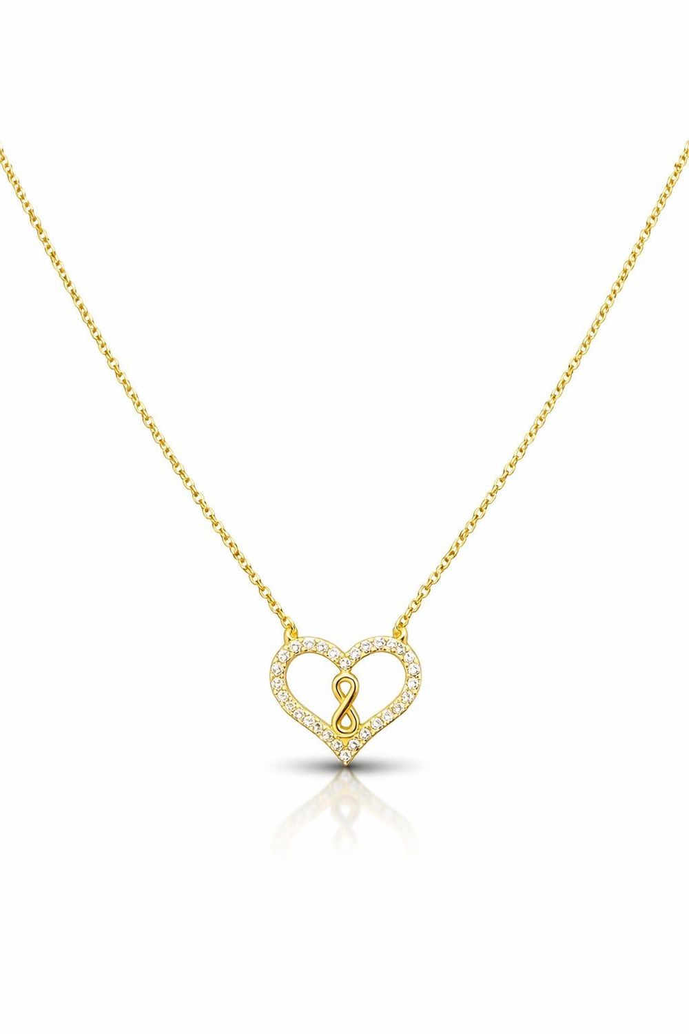 Goldkette Anhänger 42 cm mit einem Herz und Infinity Gold 585 Anhänger mit Kette Goldkette Anhänger 42 cm mit einem Herz und Infinity Gold 585 Anhänger mit Kette