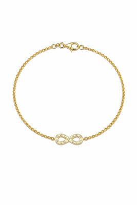 Schlichte Armkette in Gold mit Infinity Anhänger eingearbeitet Zirkonia Steinen 19cm verstellbar