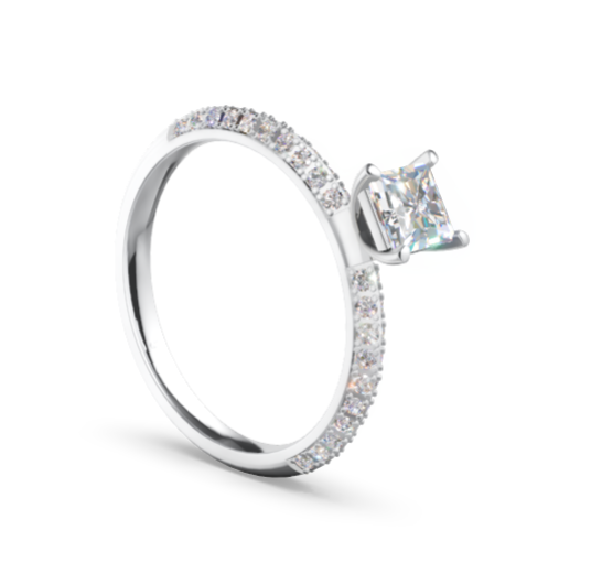 Verlobungsring / Antragsring 0,500 ct mit seitlichen Steinen Princess Gelbgold Weissgold Rosegold 585 Gold / 750 Gold